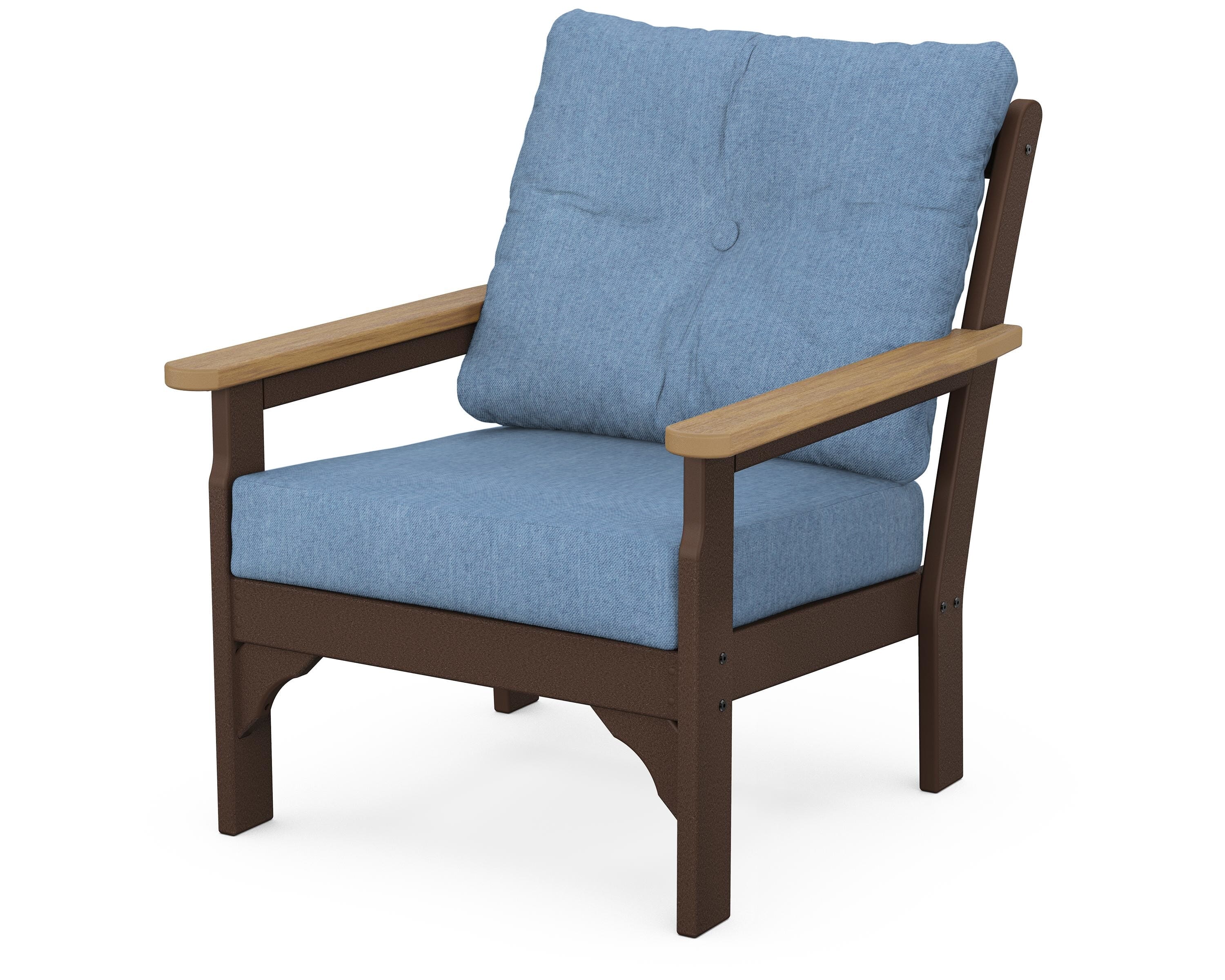 POLYWOOD® Vineyard Deep Seating Chair in Mahogany / Natural / Sky Blue