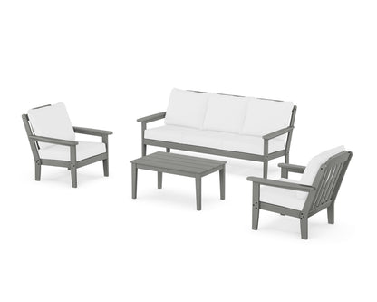 Country Living Cottage 4-Piece Deep Seating Set with Sofa in Slate Grey / Natural