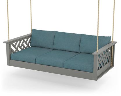 POLYWOOD® Chippendale Daybed Swing in Slate Grey / Ocean Teal