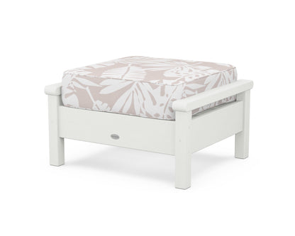 POLYWOOD® Harbour Deep Seating Ottoman in Vintage White / Leaf Dune Burlap