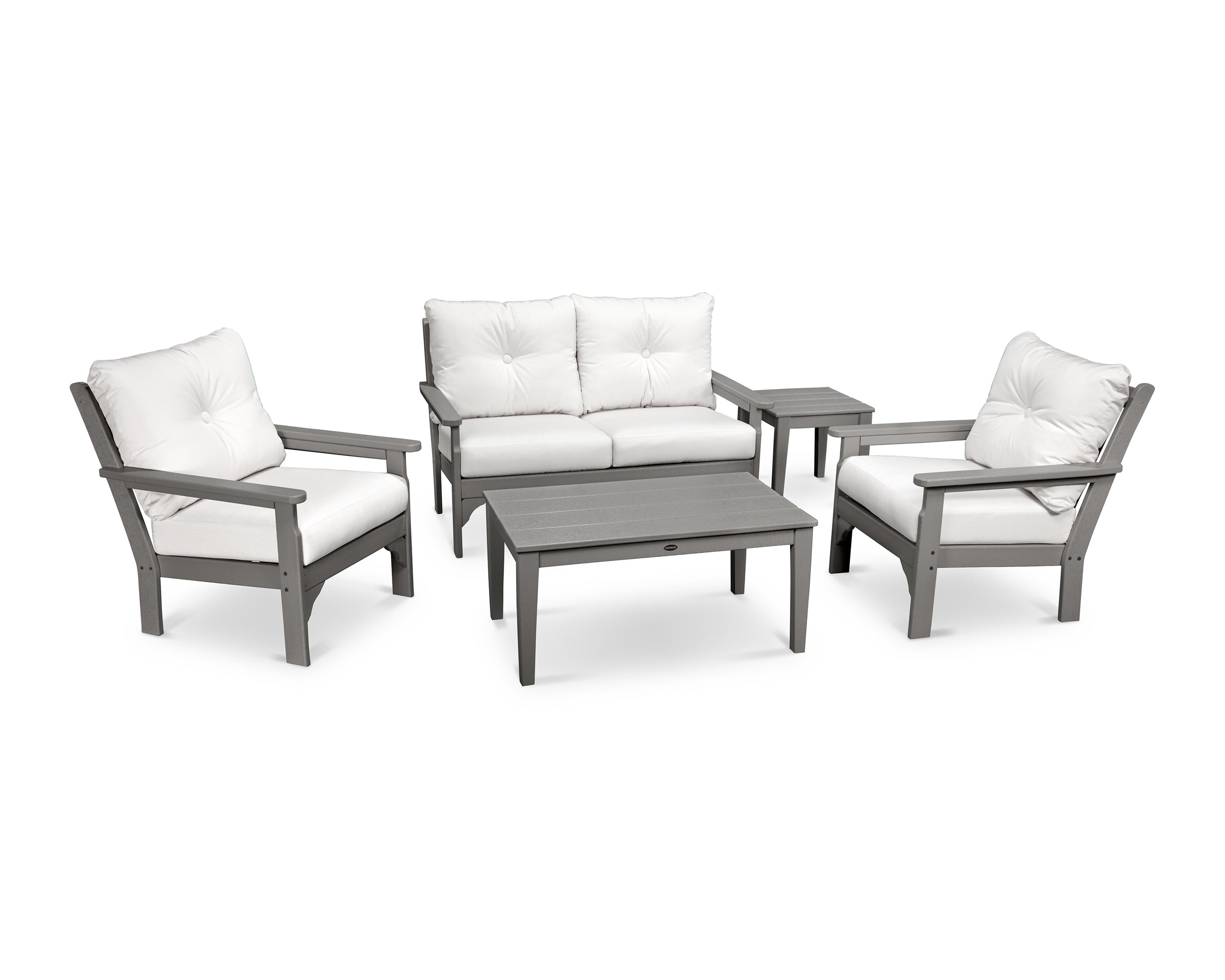 POLYWOOD® Vineyard 5-Piece Deep Seating Set in Slate Grey / Natural