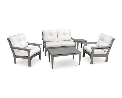 POLYWOOD® Vineyard 5-Piece Deep Seating Set in Slate Grey / Natural