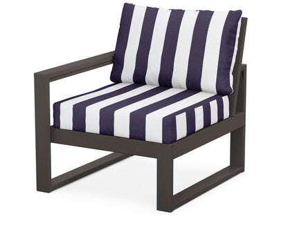 POLYWOOD® EDGE Modular Left Arm Chair in Vintage Coffee / Cabana Stripe Navy