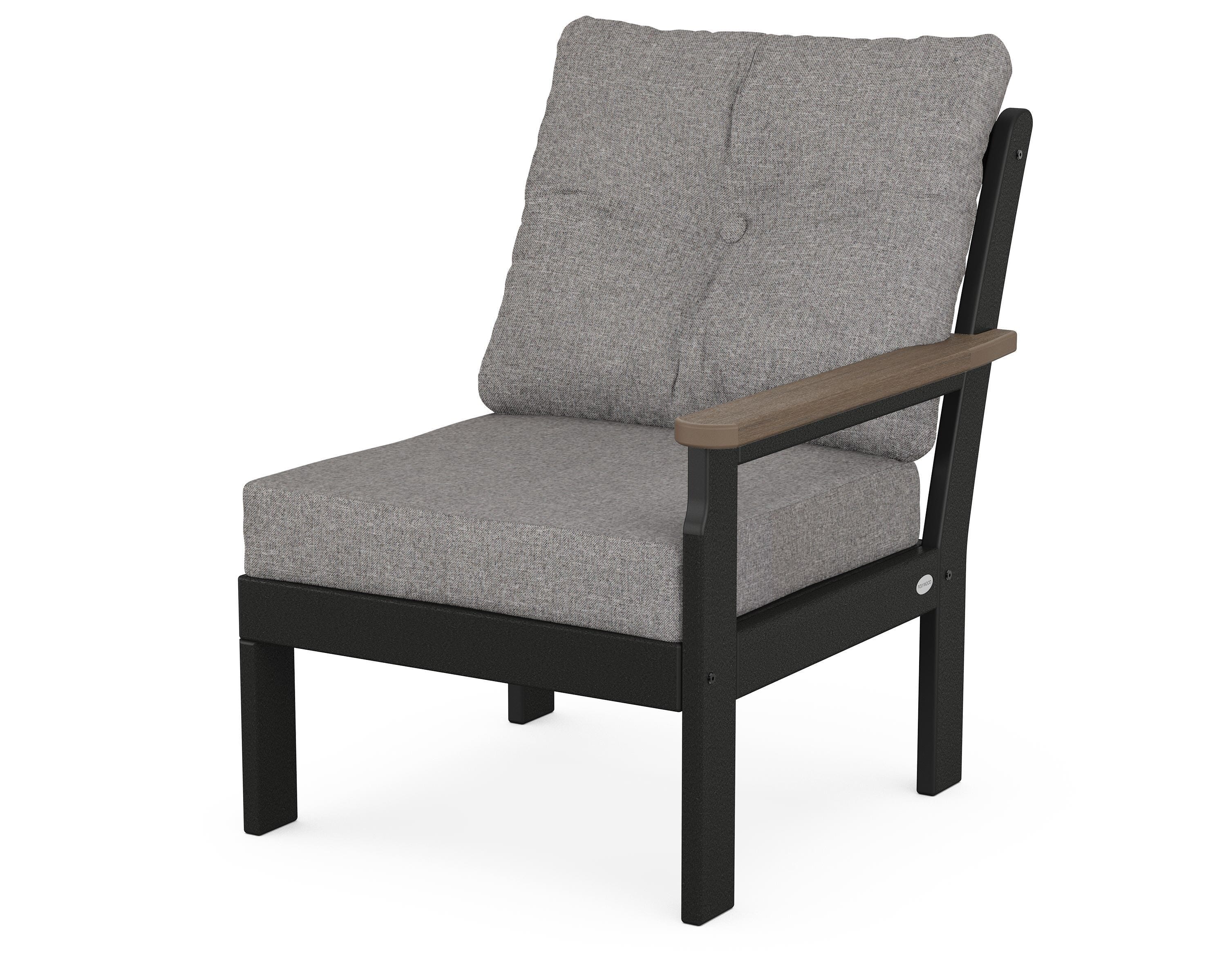 POLYWOOD® Vineyard Modular Right Arm Chair in Black / Kona / Grey Mist