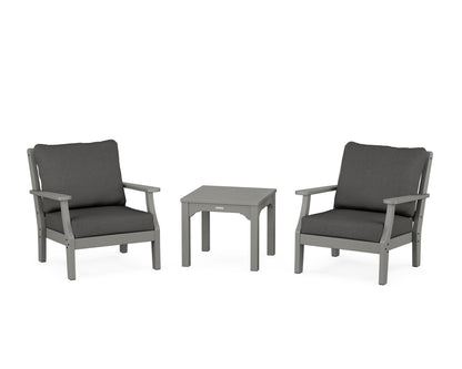 Martha Stewart by POLYWOOD® Chinoiserie 3-Piece Deep Seating Set in Slate Grey / Spectrum Carbon