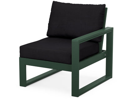 POLYWOOD® EDGE Modular Right Arm Chair in Green / Midnight Linen