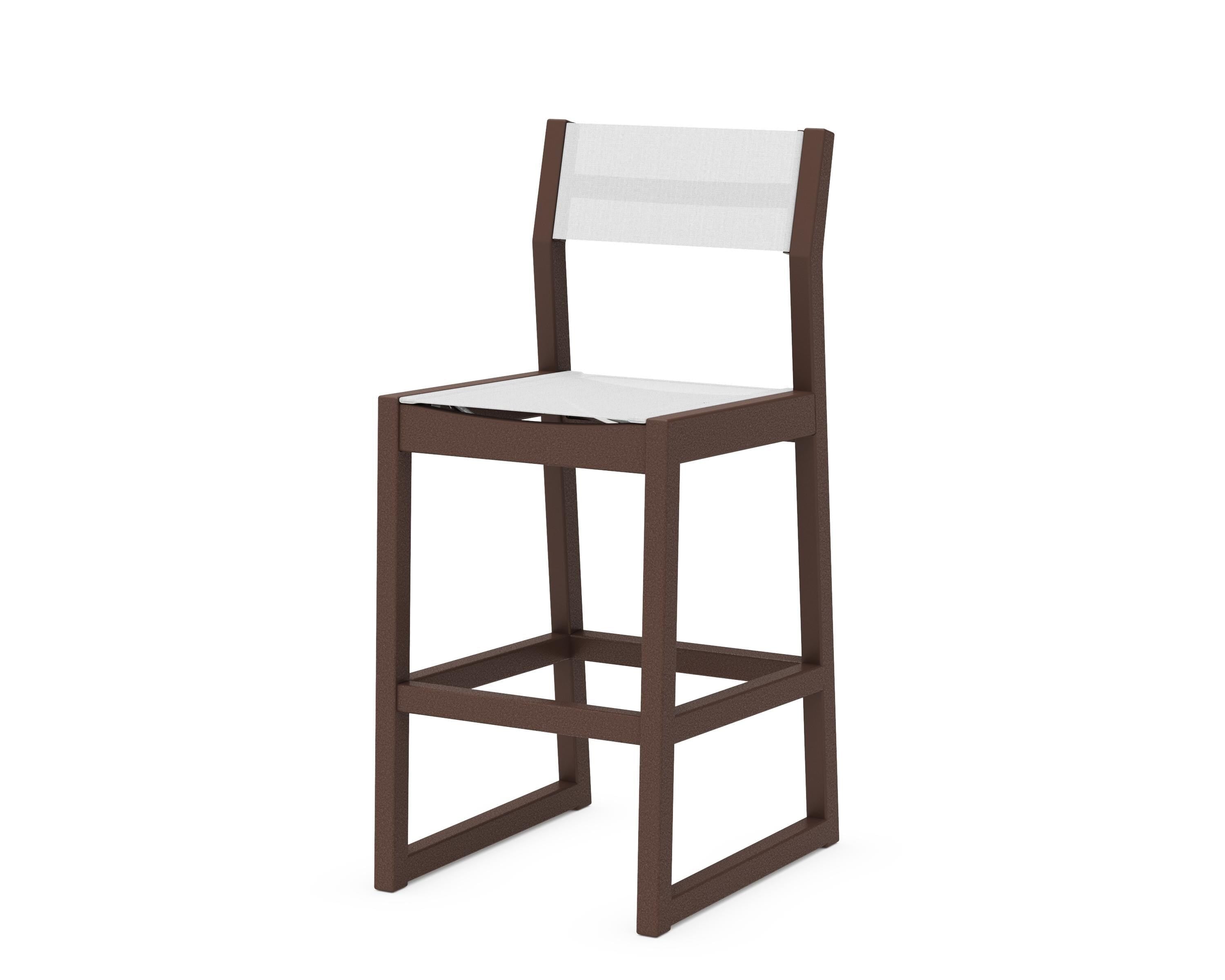 POLYWOOD® EDGE Sling Bar Side Chair in Mahogany / White Sling