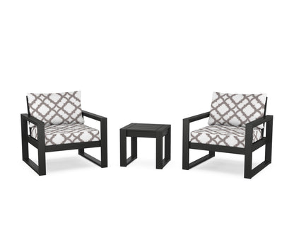 POLYWOOD® EDGE Sectional 3-Piece Deep Seating Set in Black / Trellis Grey Mist