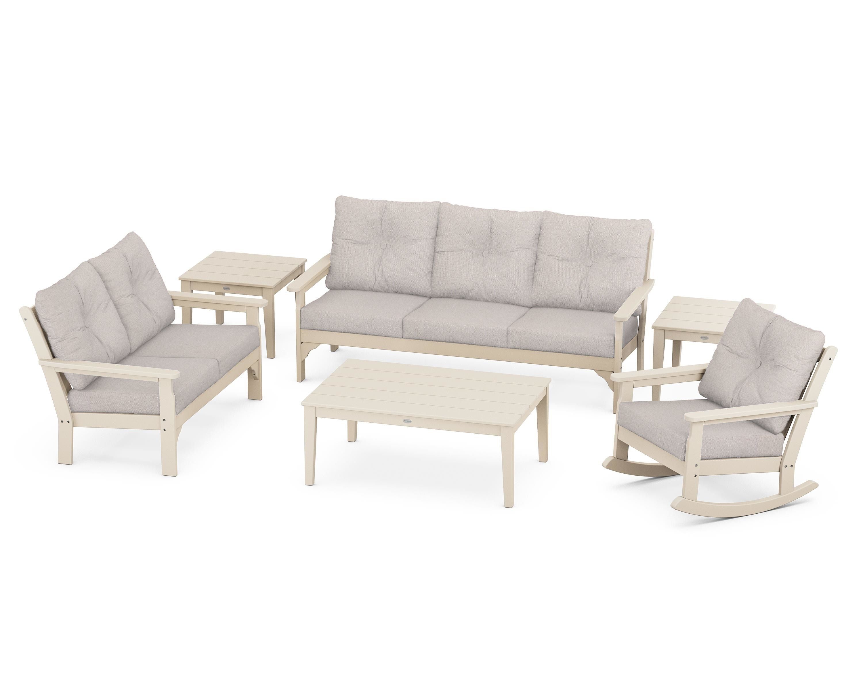 POLYWOOD® Vineyard 6-Piece Deep Seating Set in Sand / Dune Burlap