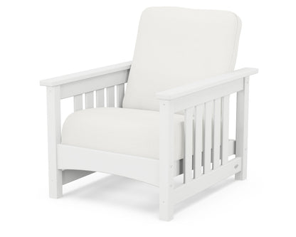 POLYWOOD® Club Mission Chair in White / Natural Linen