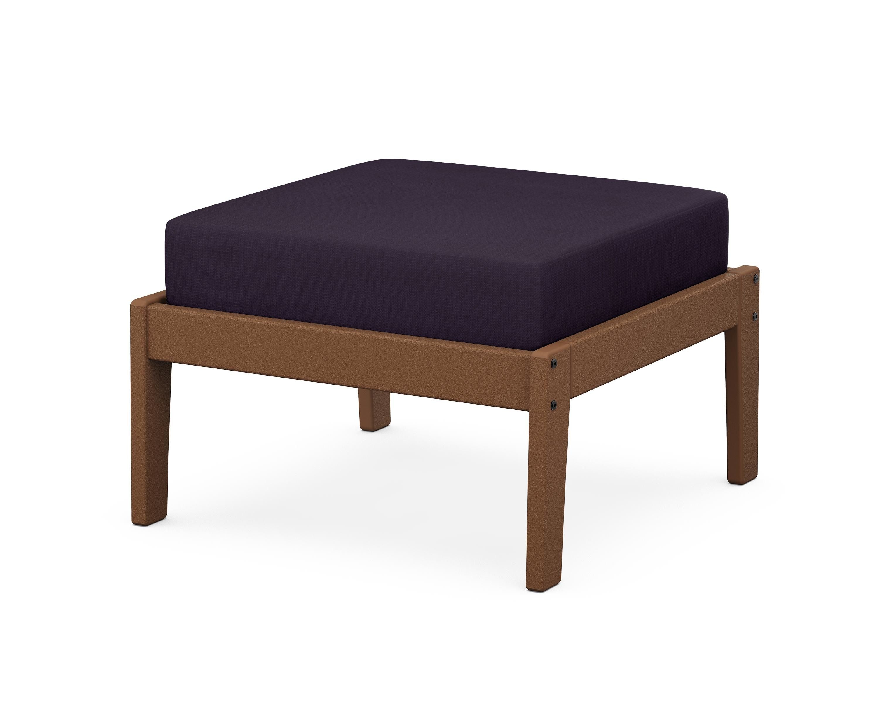 Unbranded Deep Seating Ottoman in Teak / Navy Linen