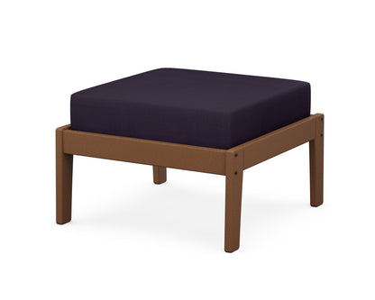 Unbranded Deep Seating Ottoman in Teak / Navy Linen