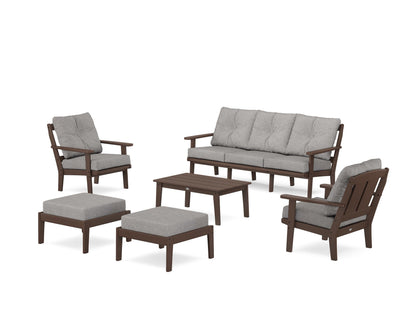 POLYWOOD® Mission 6-Piece Lounge Sofa Set in Mahogany / Grey Mist
