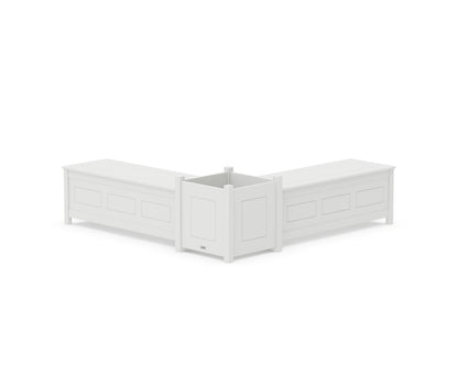 Country Living 48" Country Living L- Shaped Planter Storage Bench Set- Large in White