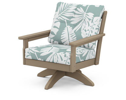 POLYWOOD® Vineyard Deep Seating Swivel Chair in Vintage Sahara / Leaf Glacier Spa