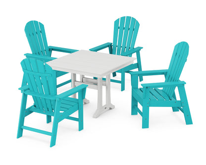 POLYWOOD® South Beach 5-Piece Farmhouse Dining Set With Trestle Legs in Aruba / White
