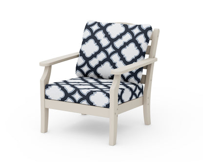 Draper James™ by  POLYWOOD® Savannah Deep Seating Chair in Sand / Trellis Marine Indigo