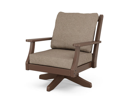 Country Living Wovendale Deep Seating Swivel Chair in Mahogany / Spiced Burlap
