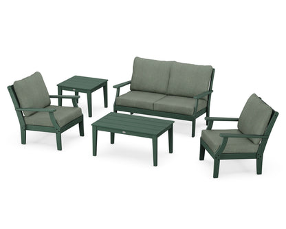POLYWOOD® Braxton 5-Piece Deep Seating Set in Green / Cast Sage