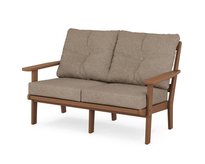 POLYWOOD® Prairie Deep Seating Loveseat in Teak / Spiced Burlap