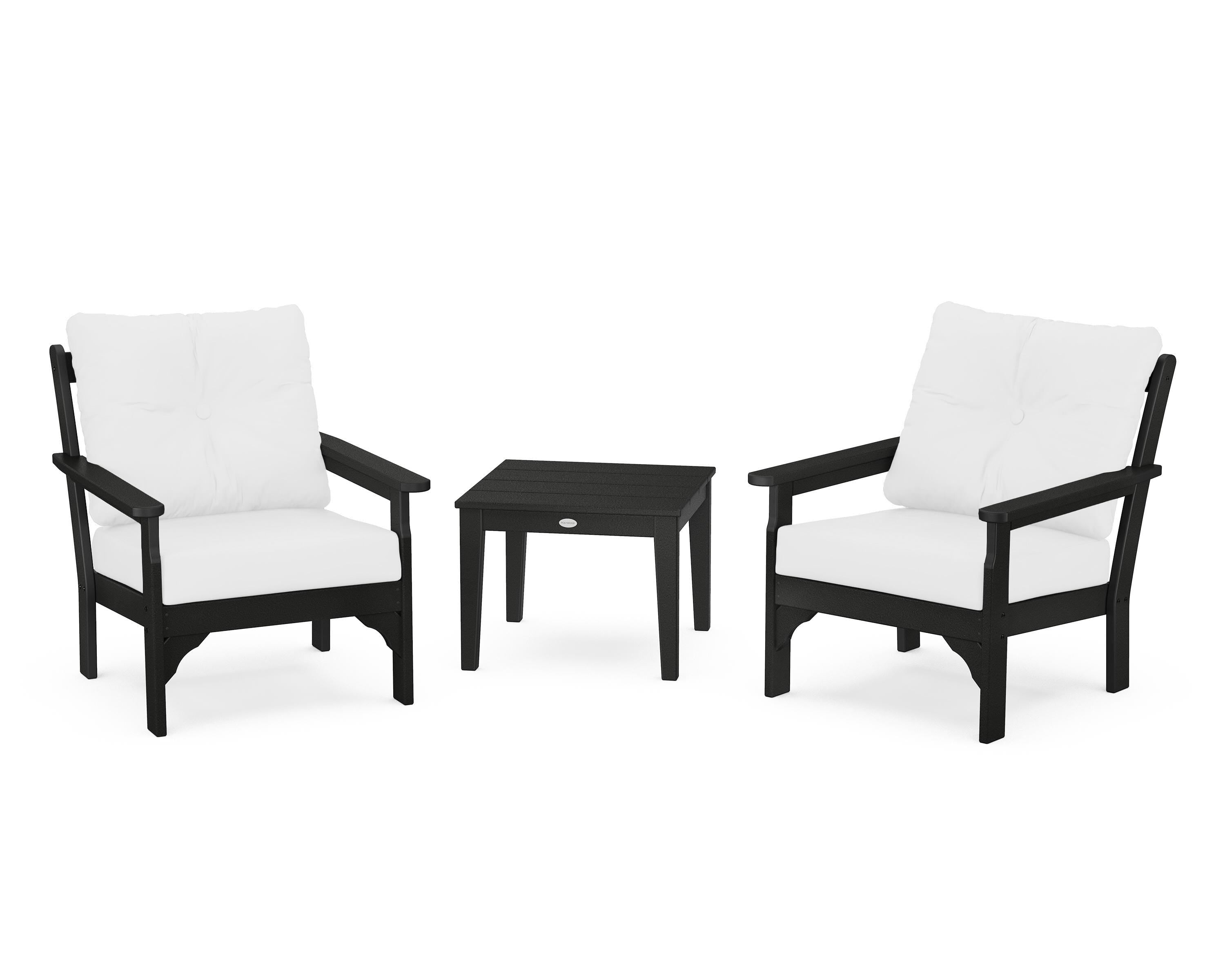 POLYWOOD® Vineyard 3-Piece Deep Seating Set in Black / Natural