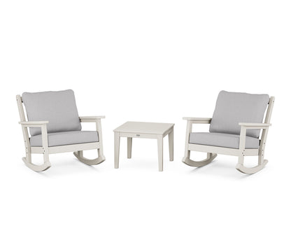 POLYWOOD® Chippendale 3-Piece Deep Seating Rocker Set in Sand / Granite