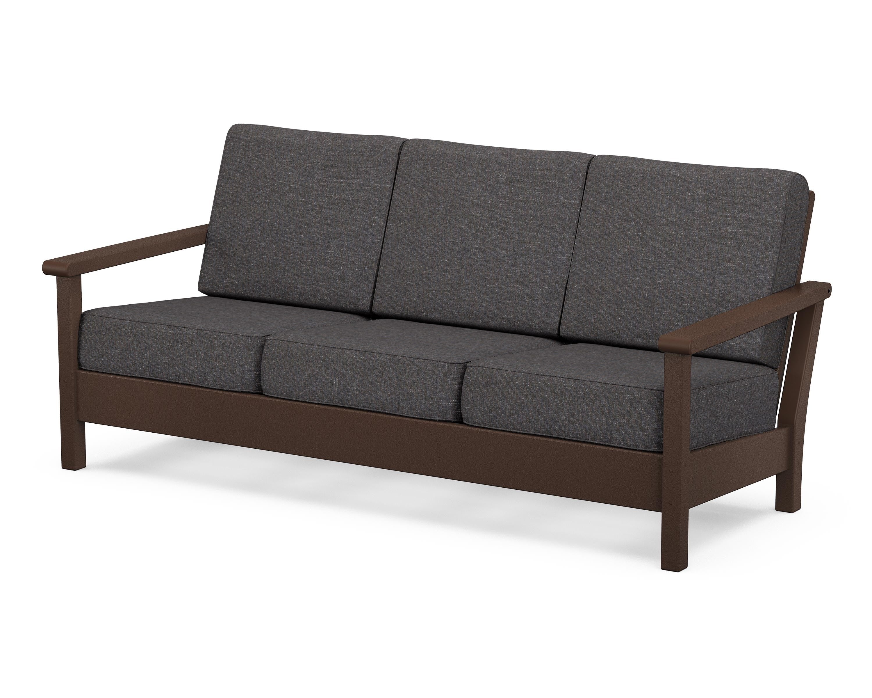 POLYWOOD® Harbour Deep Seating Sofa in Mahogany / Ash Charcoal