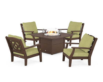 Chinoiserie 5-Piece Deep Seating Set with Fire Pit Table