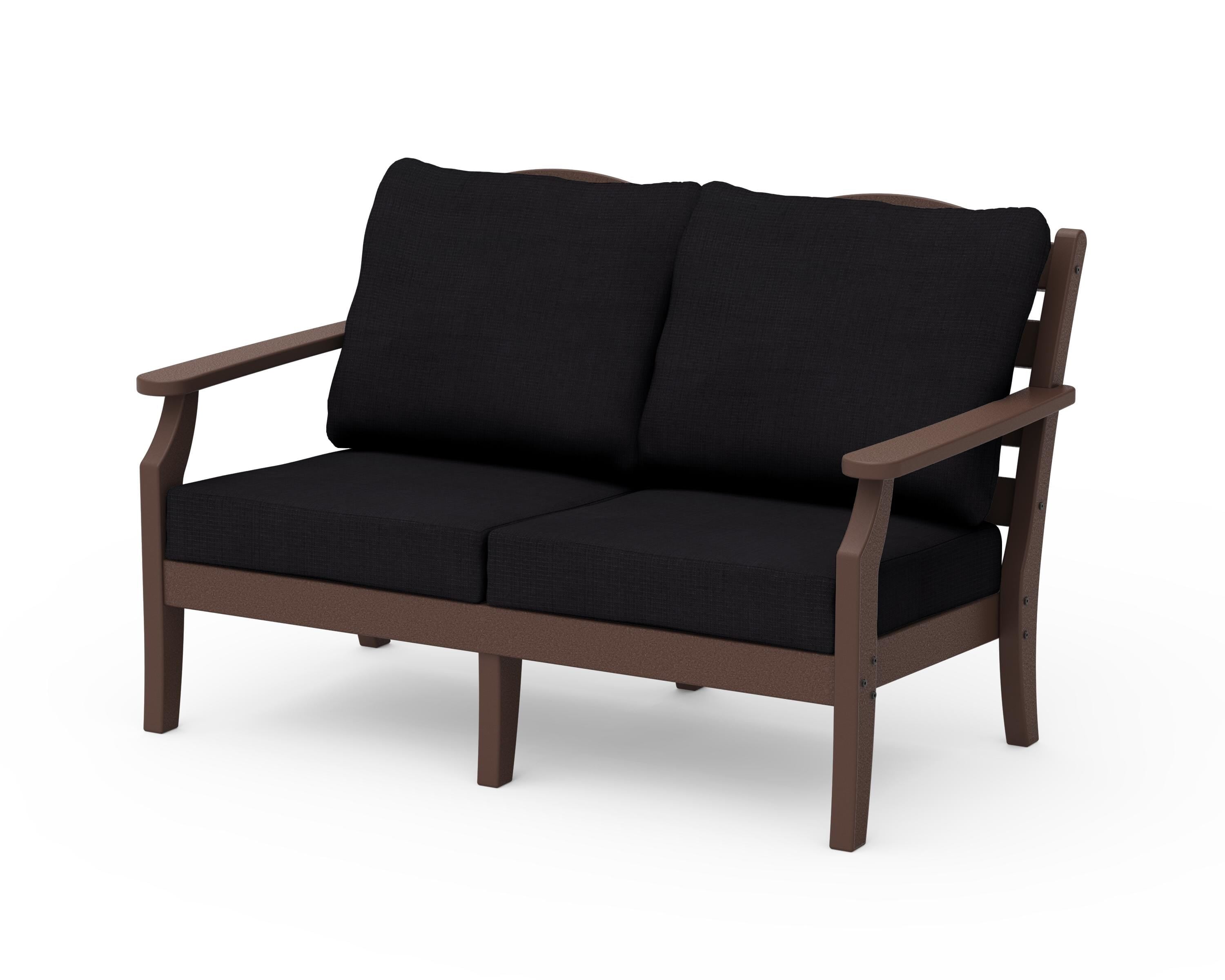 Draper James™ by  POLYWOOD® Savannah Deep Seating Loveseat in Mahogany / Midnight Linen