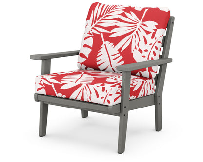POLYWOOD® Grant Park Deep Seating Chair in Slate Grey / Leaf Crimson