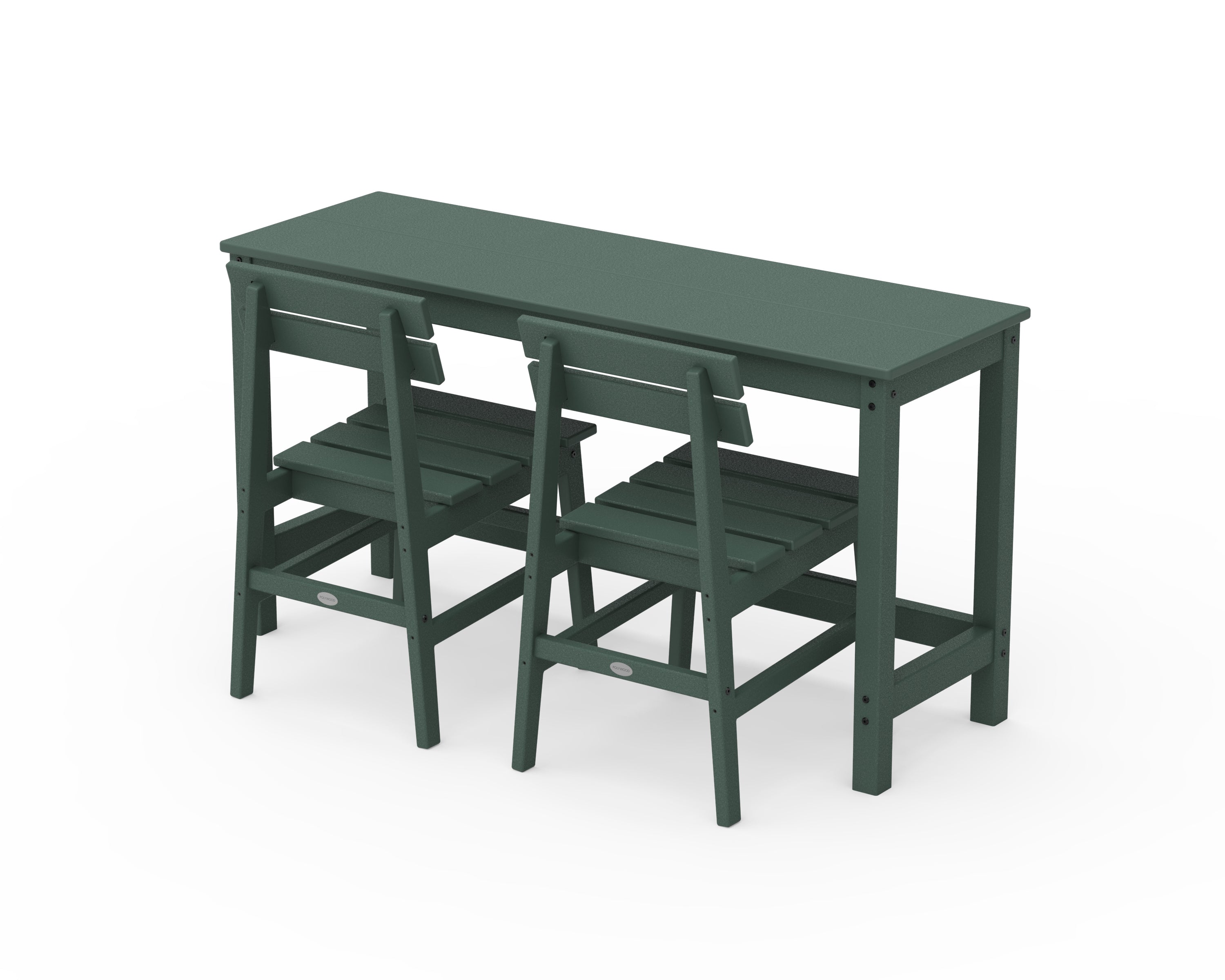 POLYWOOD® Modern Studio Plaza Chair 3-Piece Balcony Set in Green