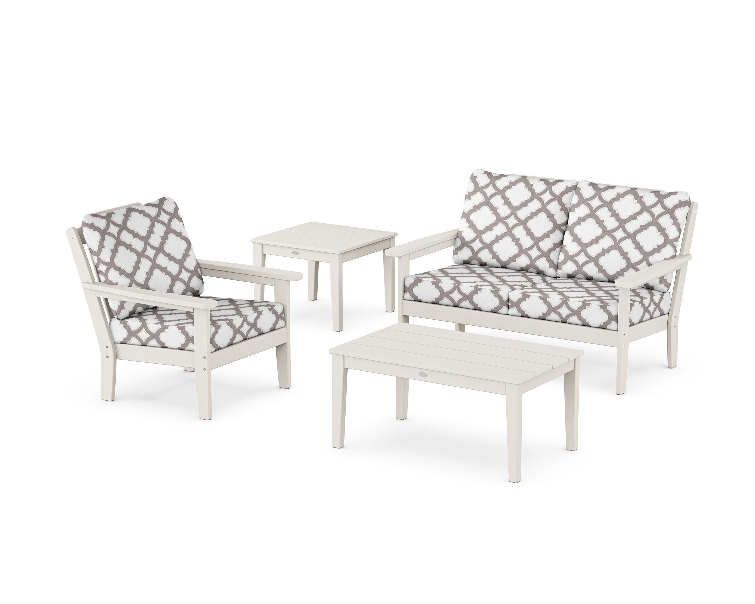 Country Living Wovendale 4-Piece Deep Seating Set in Sand / Trellis Grey Mist
