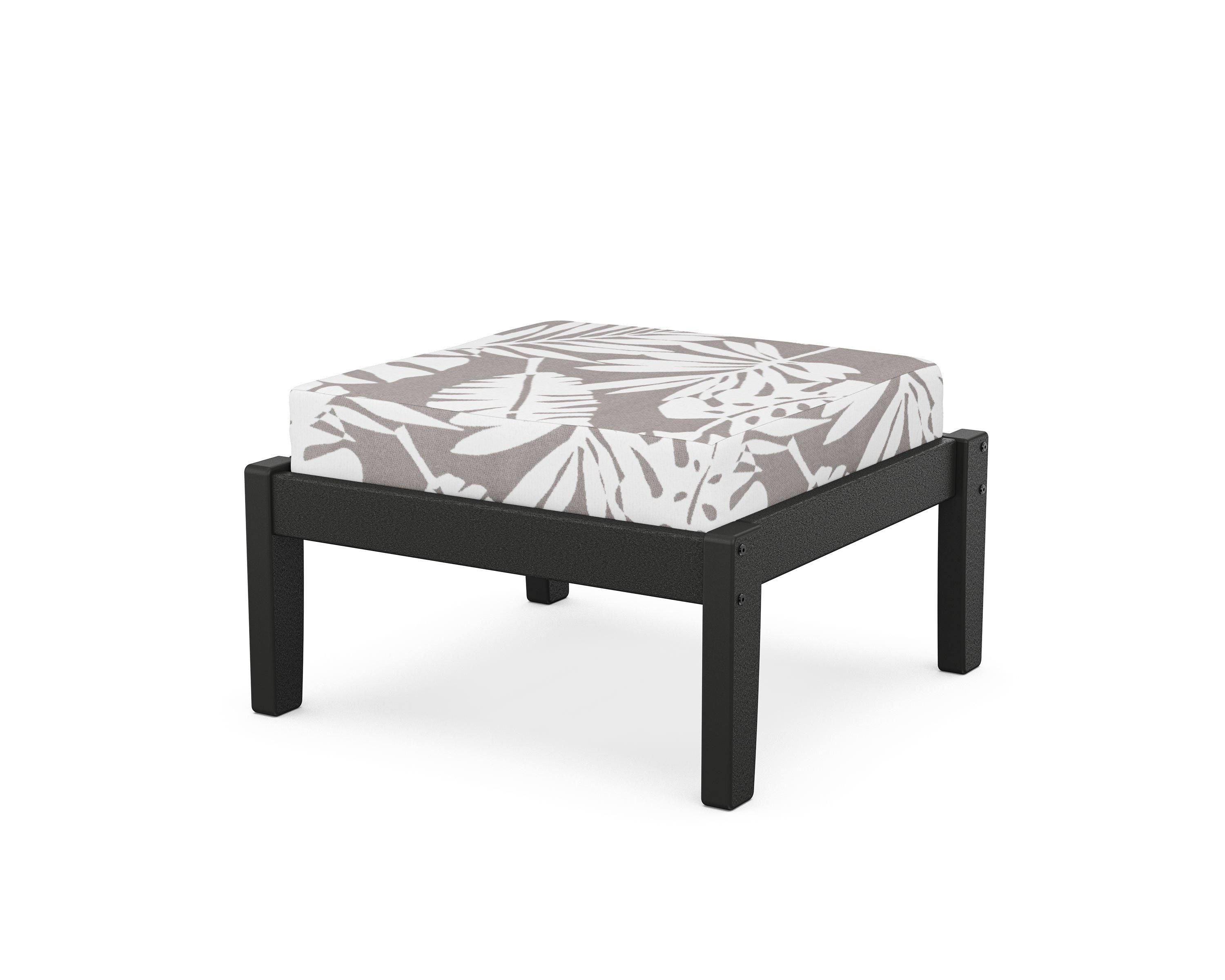 Unbranded Deep Seating Ottoman in Black / Leaf Grey Mist