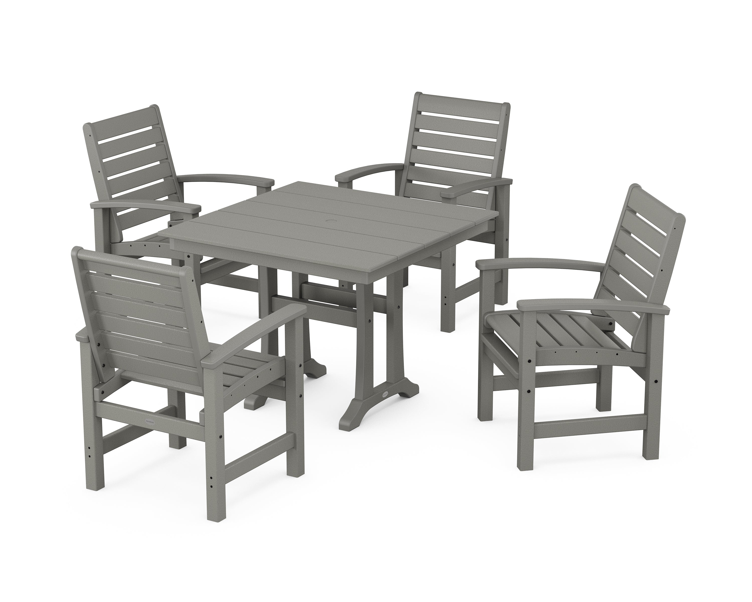 POLYWOOD® Signature 5-Piece Farmhouse Dining Set With Trestle Legs in Slate Grey
