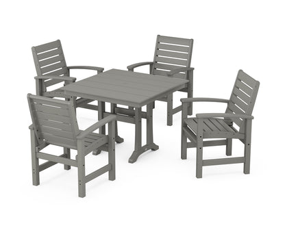 POLYWOOD® Signature 5-Piece Farmhouse Dining Set With Trestle Legs in Slate Grey