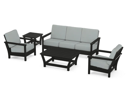 POLYWOOD® Harbour 5-Piece Deep Seating Set in Black / Spa