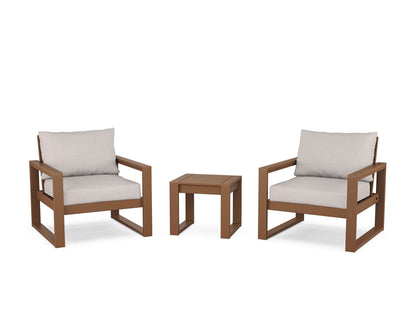 POLYWOOD® EDGE Sectional 3-Piece Deep Seating Set in Teak / Dune Burlap