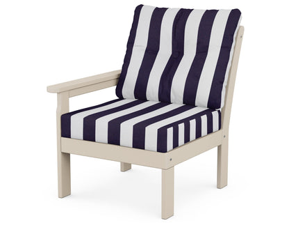 POLYWOOD® Vineyard Modular Left Arm Chair in Sand / Cabana Stripe Navy
