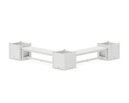 POLYWOOD® 60" Nautical L- Shaped Planter Bench Corner Set - Large in White