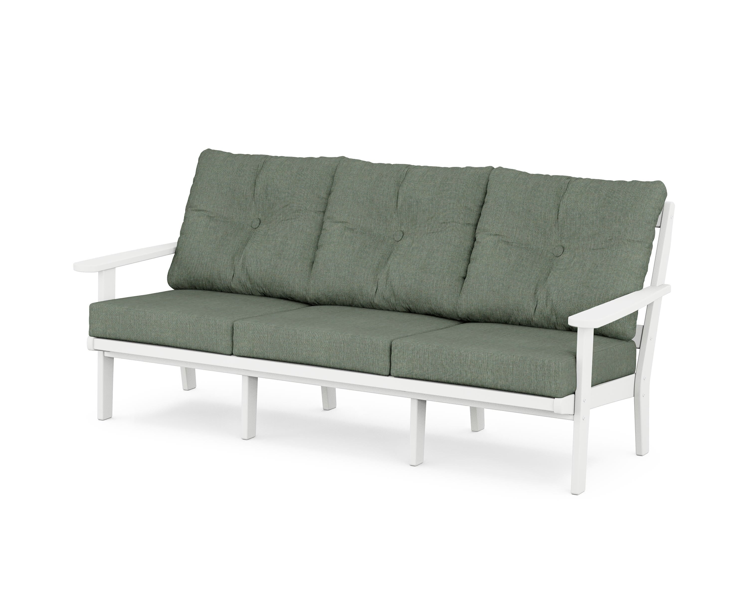 POLYWOOD® Mission Deep Seating Sofa in White / Cast Sage