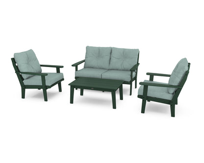 POLYWOOD® Lakeside 4-Piece Deep Seating Set in Green / Glacier Spa