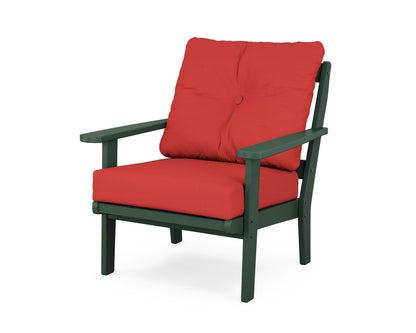 POLYWOOD® Mission Deep Seating Chair in Green / Crimson Linen