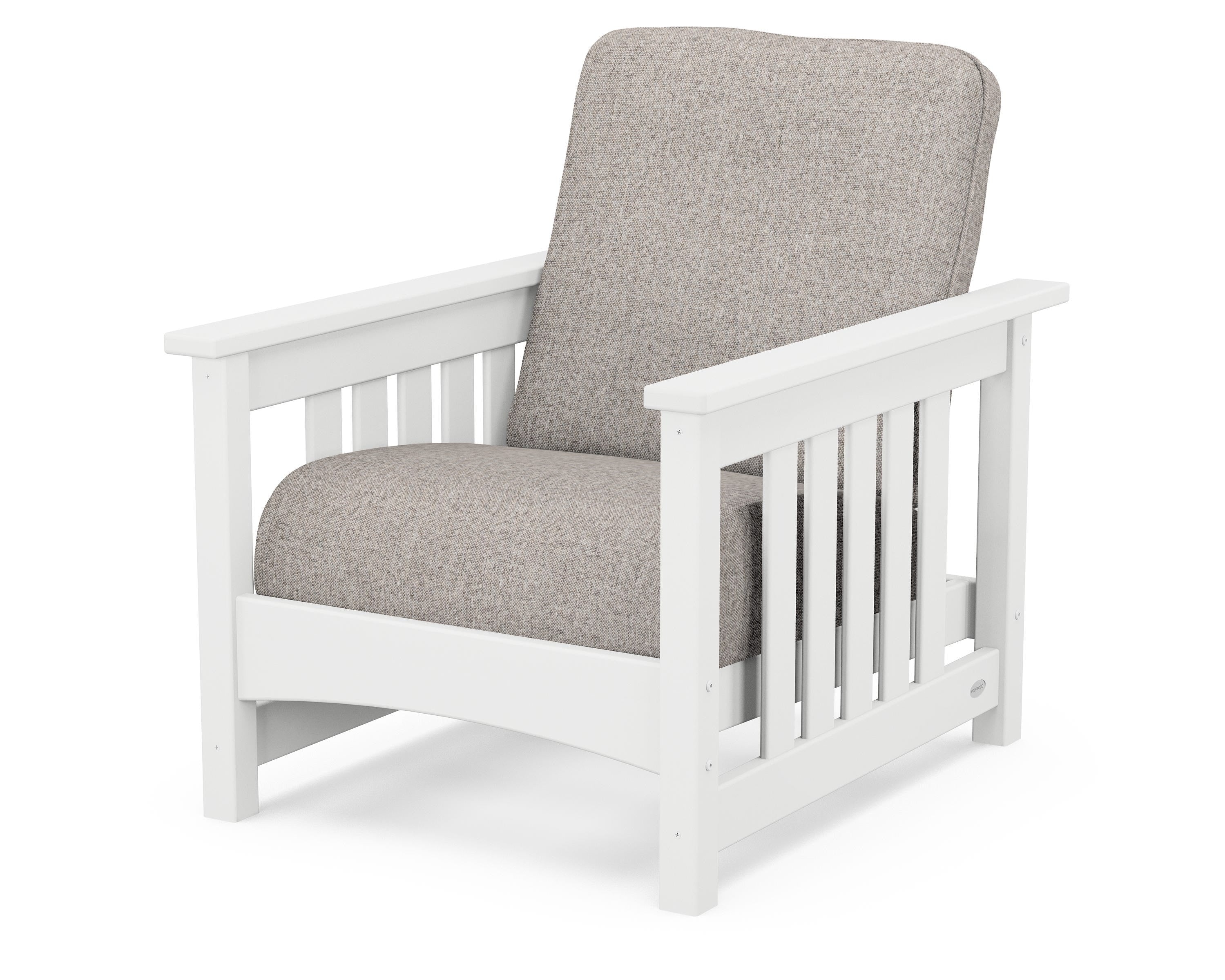 POLYWOOD® Club Mission Chair in White / Weathered Tweed