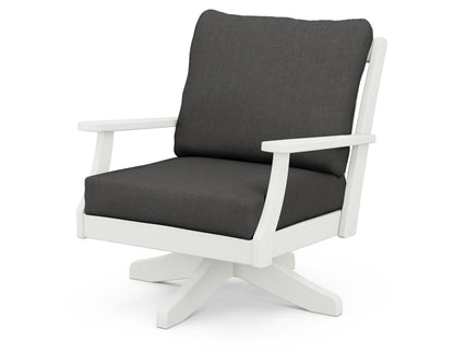 POLYWOOD® Braxton Deep Seating Swivel Chair in Vintage White / Spectrum Carbon