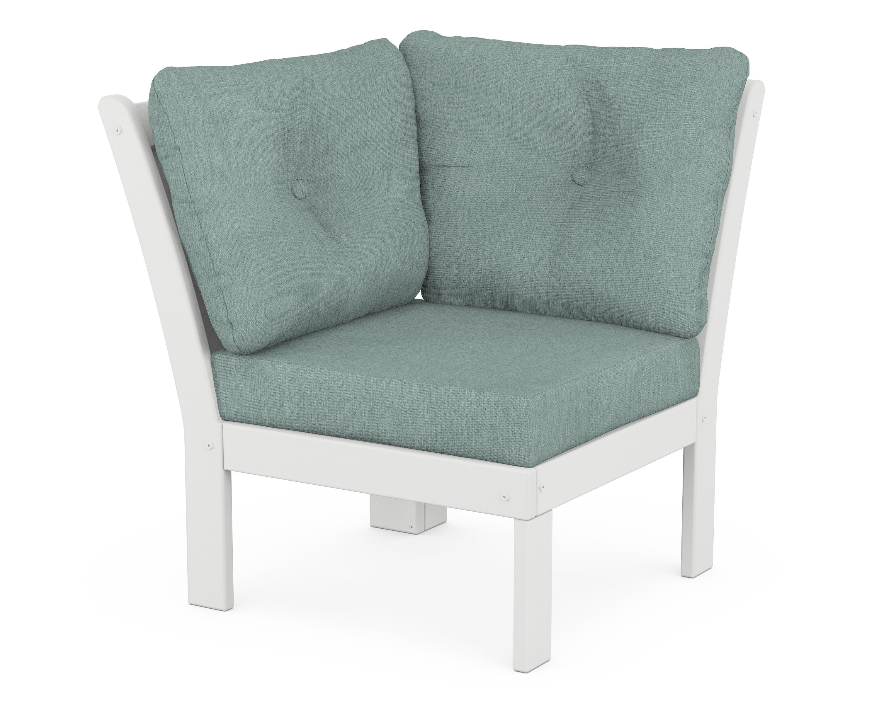 POLYWOOD® Vineyard Modular Corner Chair in White / Glacier Spa