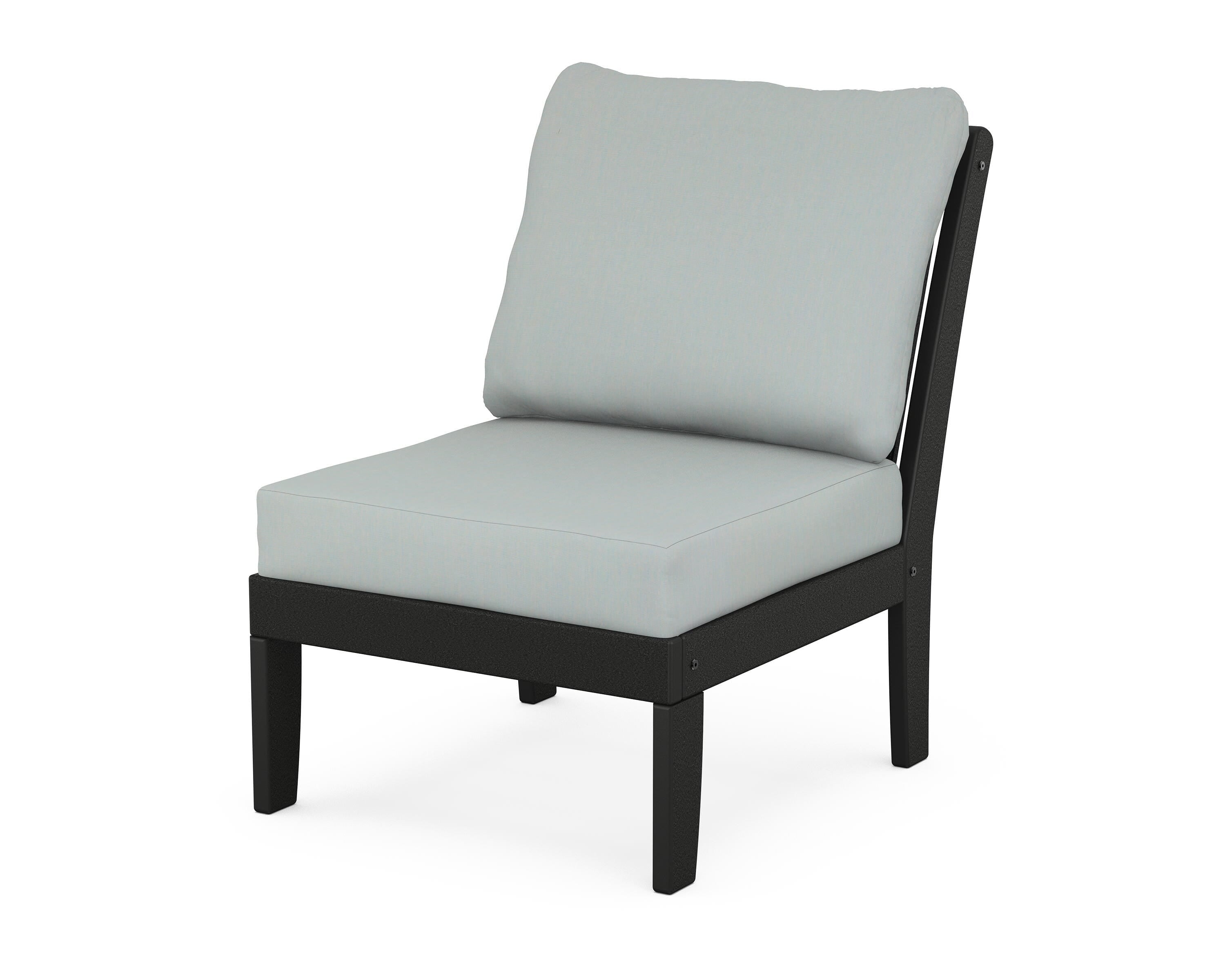 POLYWOOD® Braxton Modular Armless Chair in Black / Spa
