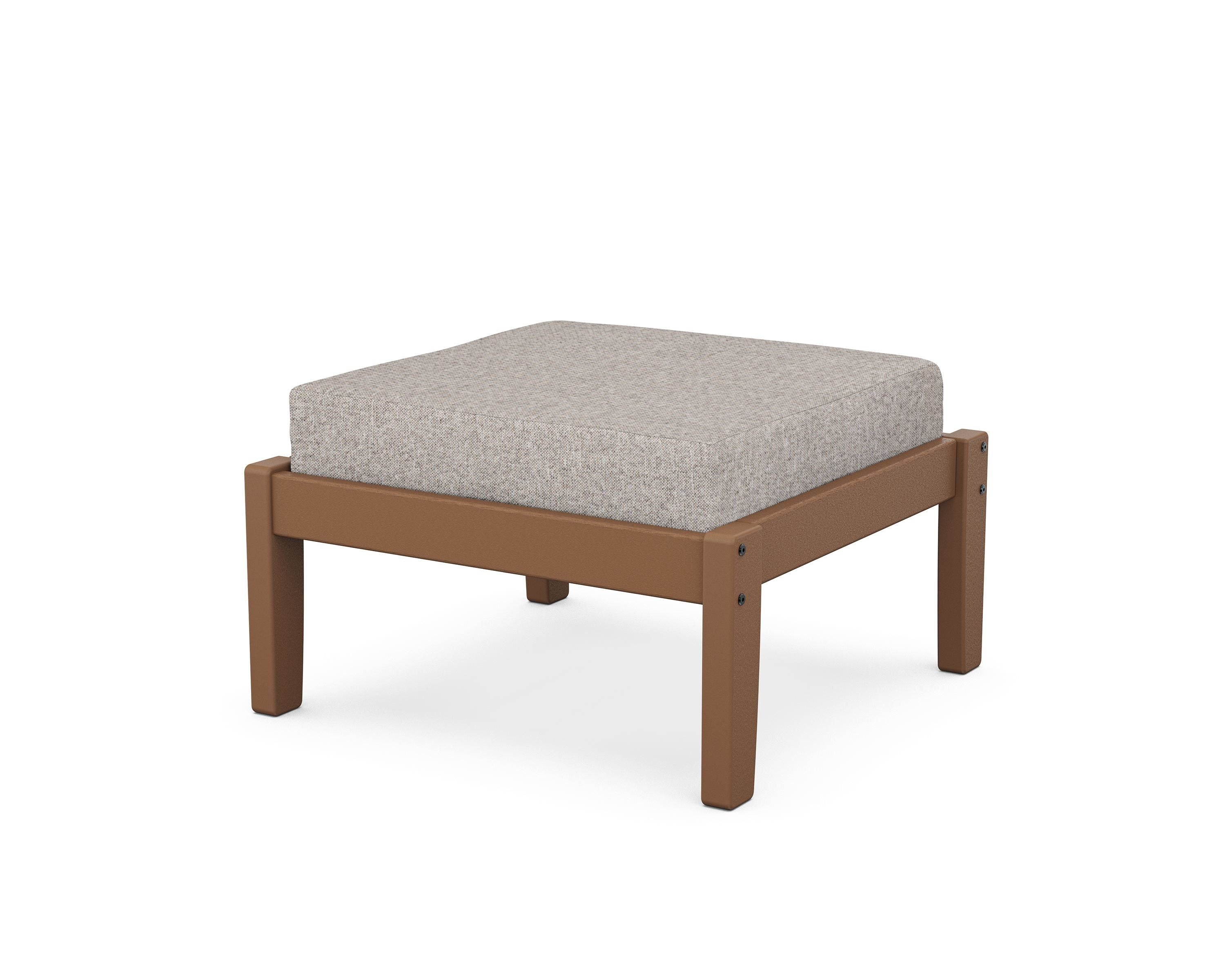 Unbranded Deep Seating Ottoman in Teak / Weathered Tweed