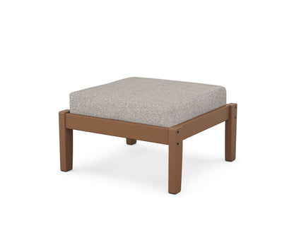 Unbranded Deep Seating Ottoman in Teak / Weathered Tweed