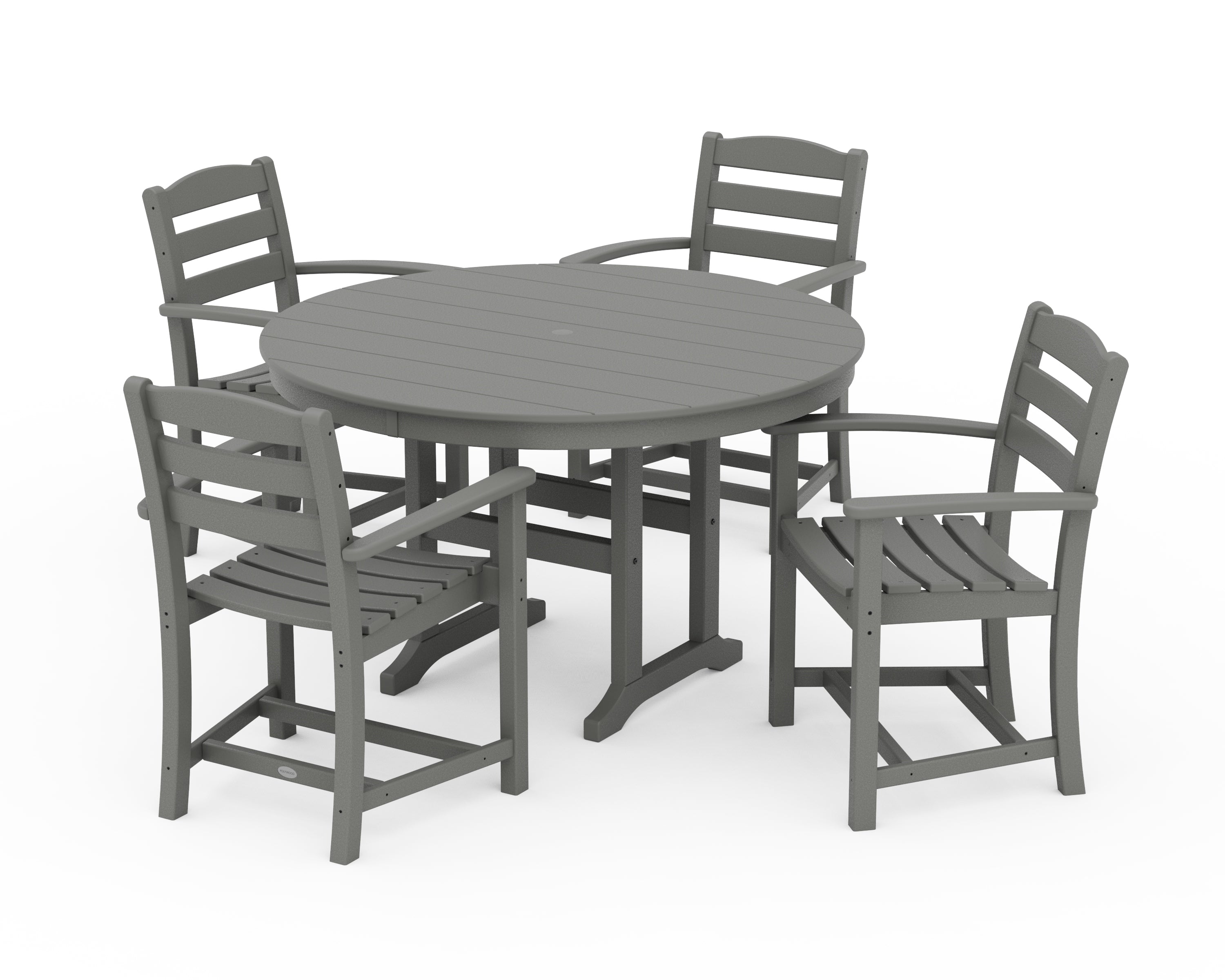 POLYWOOD® La Casa Café 5-Piece Round Farmhouse Dining Set in Slate Grey