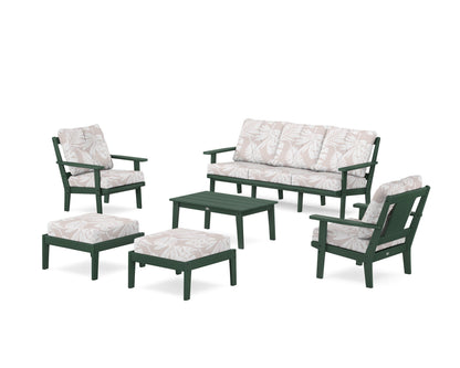 POLYWOOD® Prairie 6-Piece Lounge Sofa Set in Green / Leaf Dune Burlap